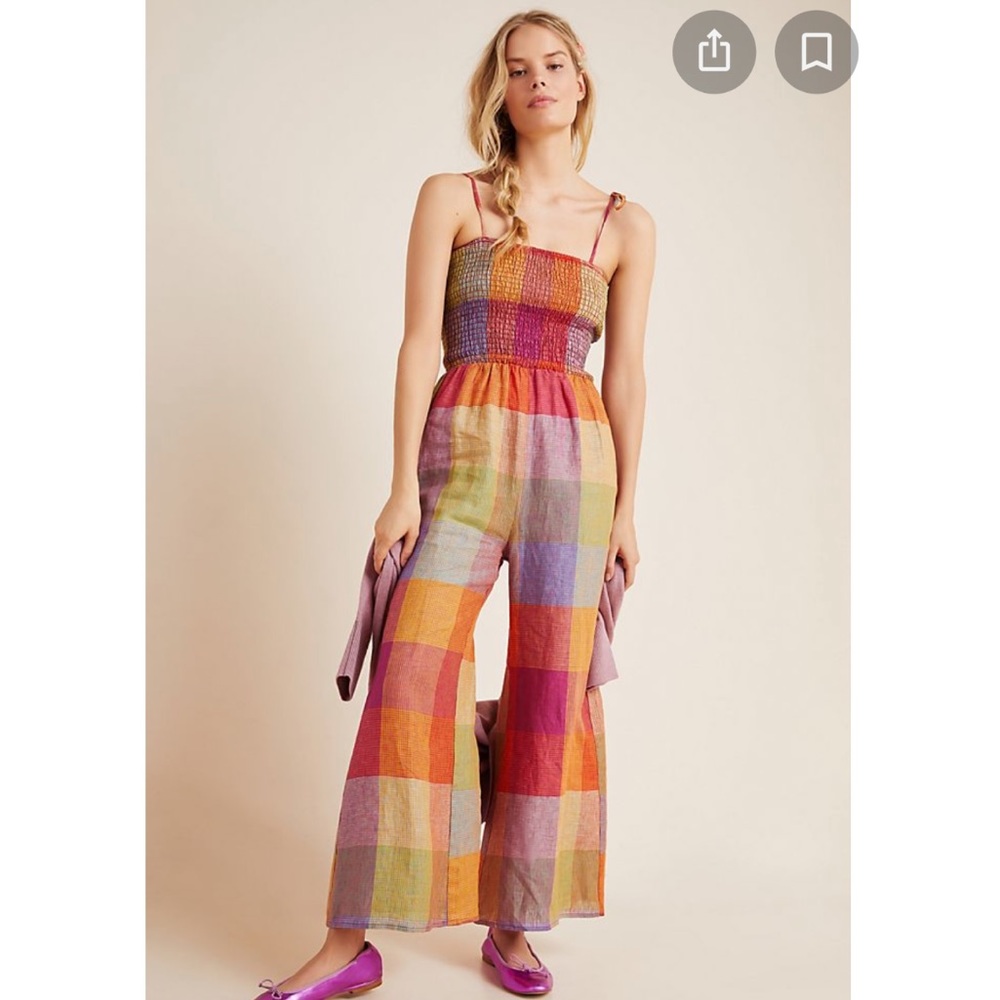 Anthropologie - Rainbow Plaid Jumpsuit